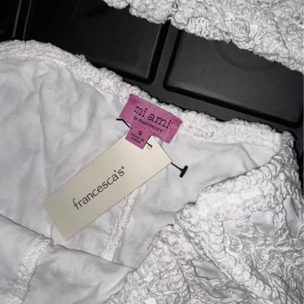 Francesca's Audrey Parks & mi ami White Crochet Two-Piece Set Small
